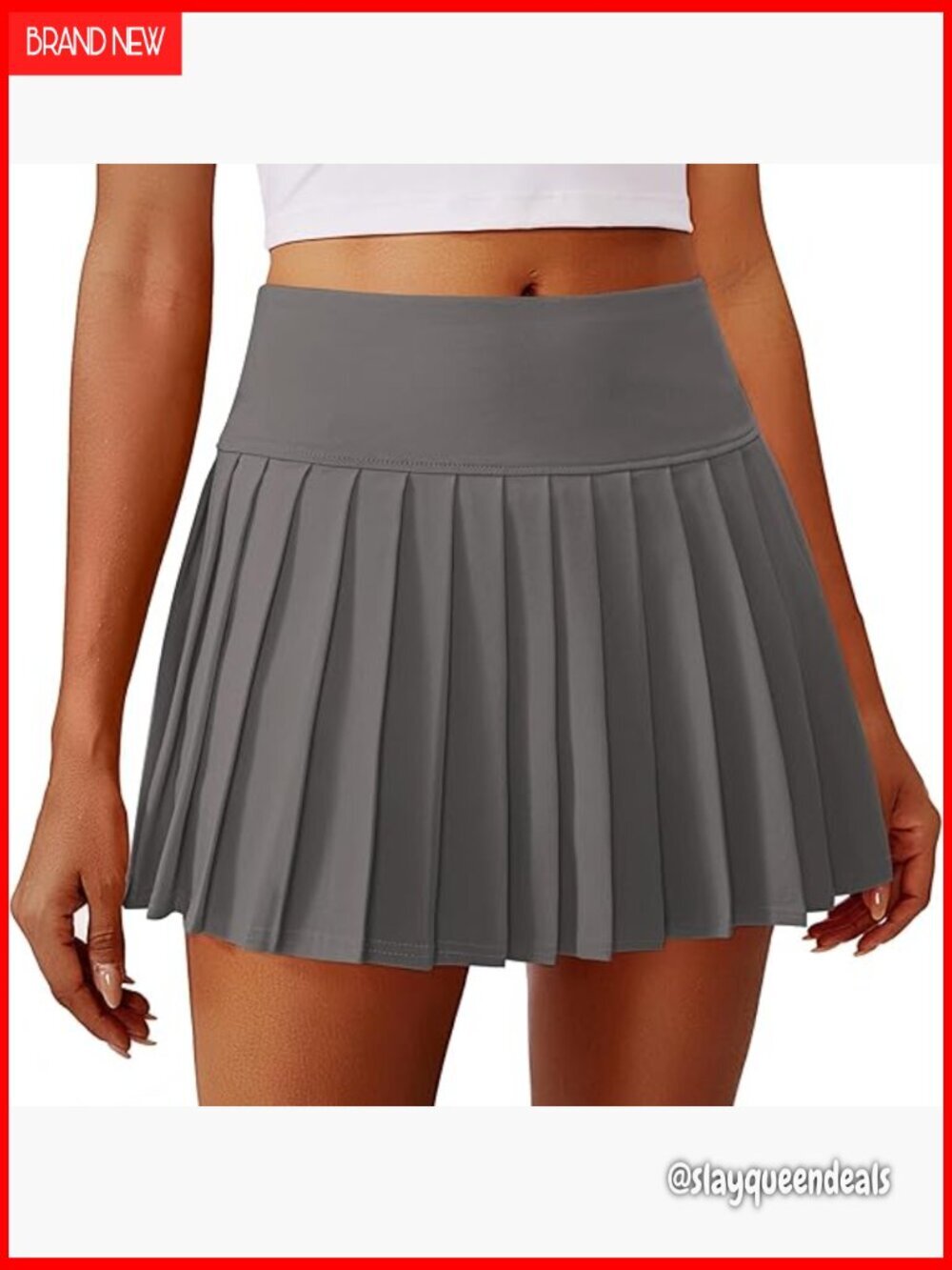 High Waist Pleated Athletic Skort with Inner Shorts Quick Dry